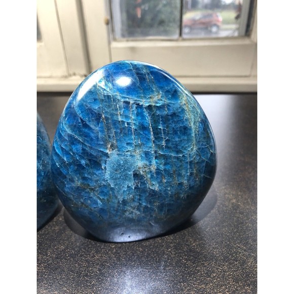 Blue APATITE Polished Crystal Freeform Set Standup - Madagascar Bluestones - Picture 11 of 16